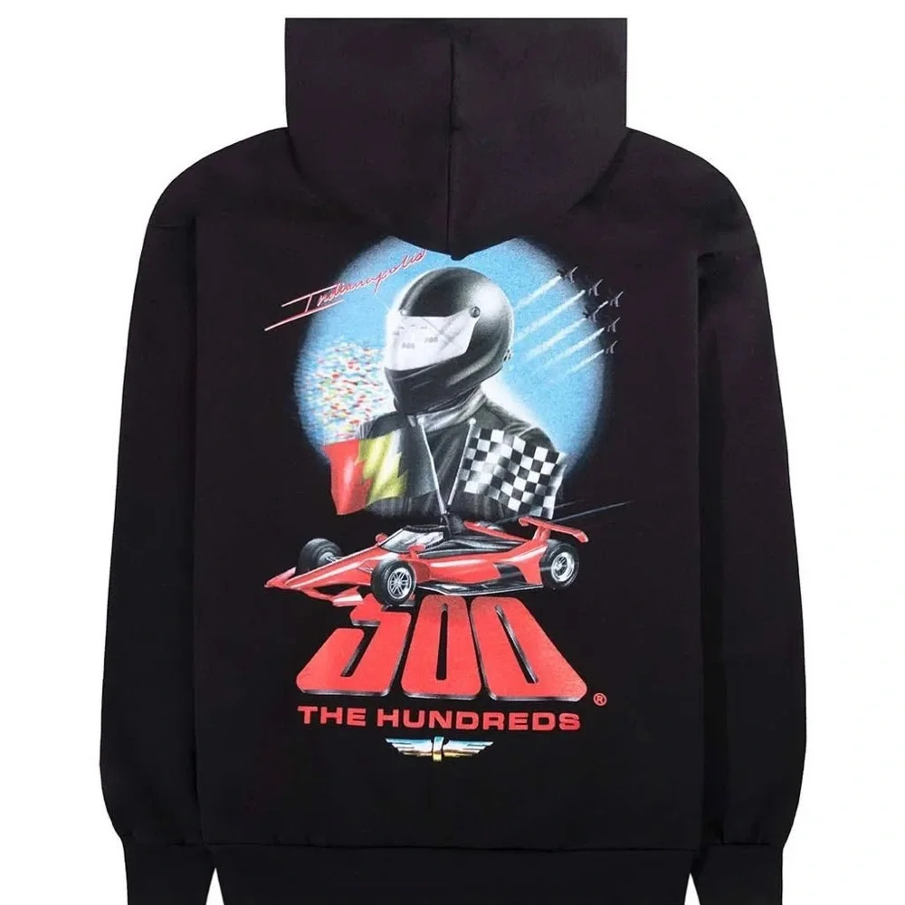 The Hundreds x Indy 500 Black Pullover Graphic Print Hoodie size L streetwear